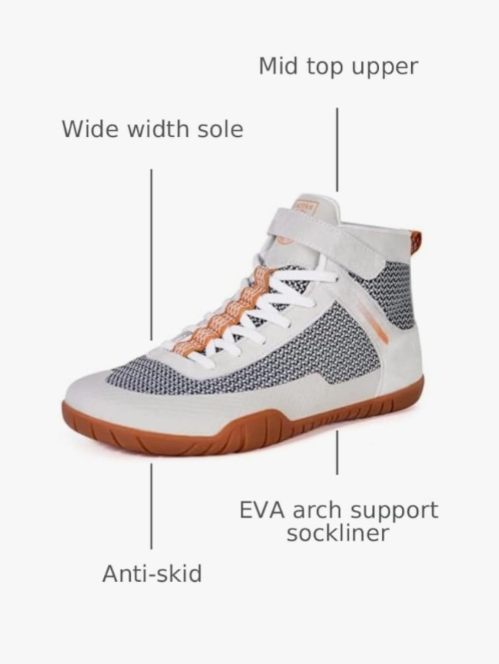 Sisttke High Top Boxing Sneakers in White & Black with Tan Accents